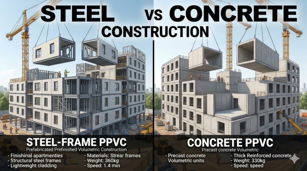 Steel vs Concrete PPVC construction