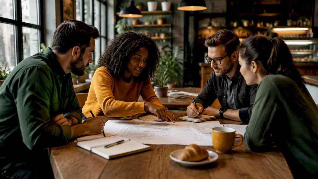 Engineers collaborating on design coordination plans