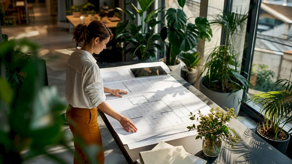 Architect working on BIM model at desk
