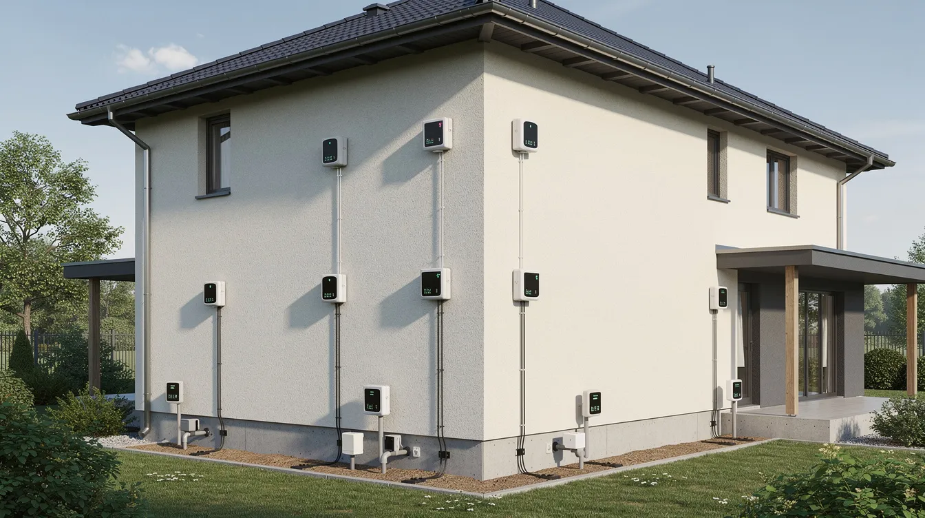 The image depicts a residential building in Singapore featuring monitoring sensors installed on its exterior walls and foundation area, emphasizing the integration of advanced engineering solutions for structural integrity and maintenance. This installation reflects the collaboration of dedicated engineers and construction professionals, contributing to the safety and efficiency of public infrastructure projects.