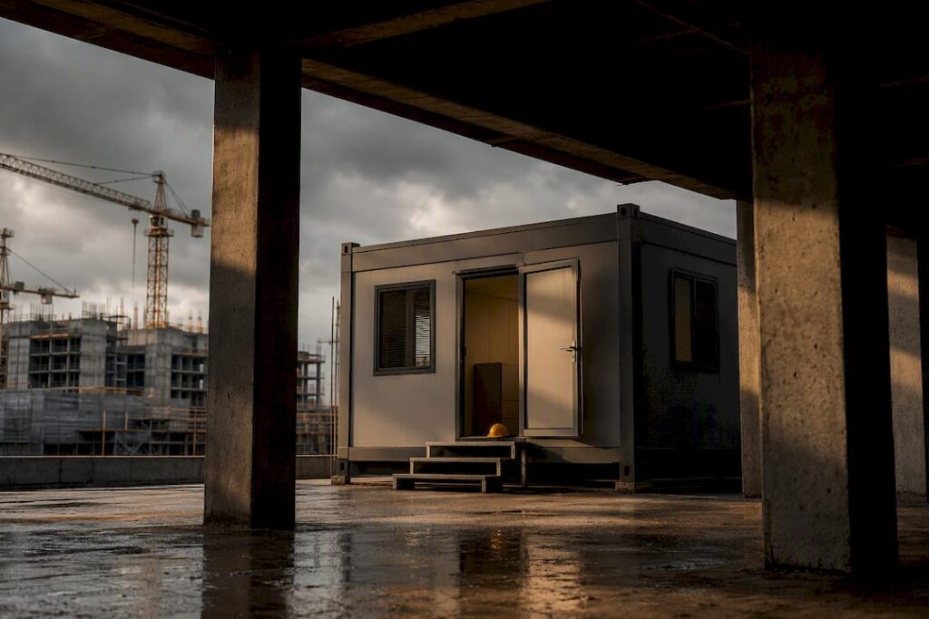 Temporary site office at Singapore construction site