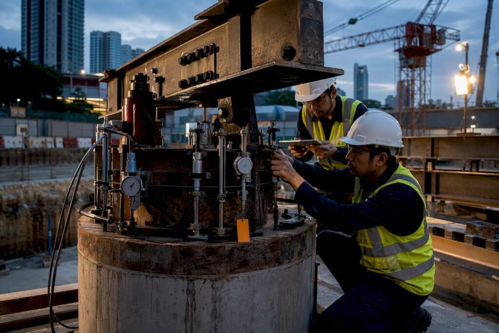Pile load testing equipment at Singapore site