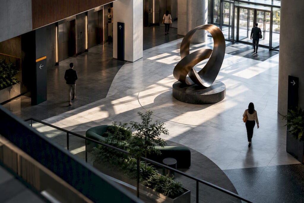 Accessible wayfinding in a civic building atrium