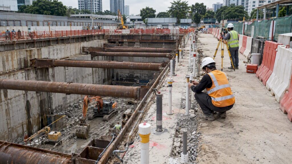 Instrument array beside Singapore tunnel excavation
