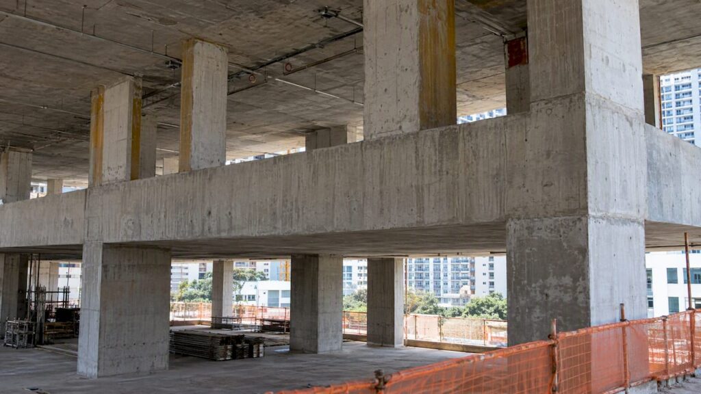 Reinforced concrete transfer structure under construction