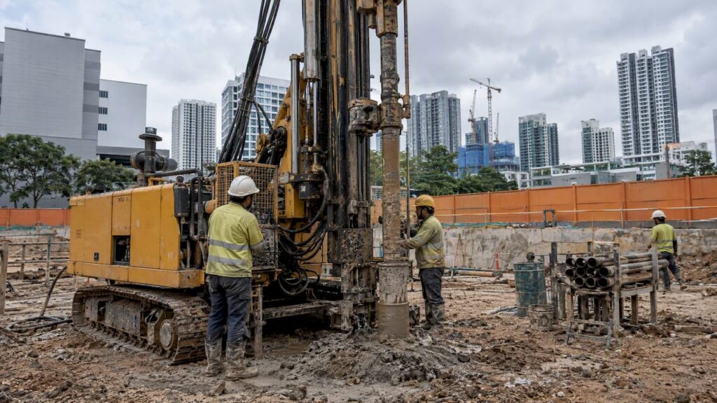 Borehole rig conducting ground investigation in Singapore