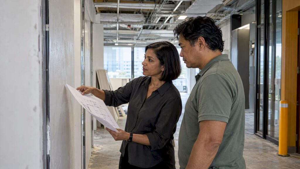 Qualified Person reviewing commercial fit-out plans